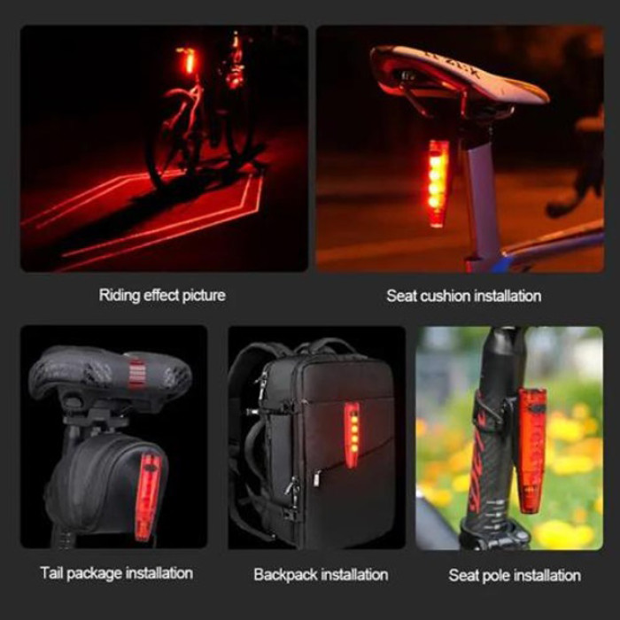 Велоліхтар LEADBIKE LD77-LS-4 LED з лазерною розміткою, Ліхтар акумуляторний світлодіодний велосипедний