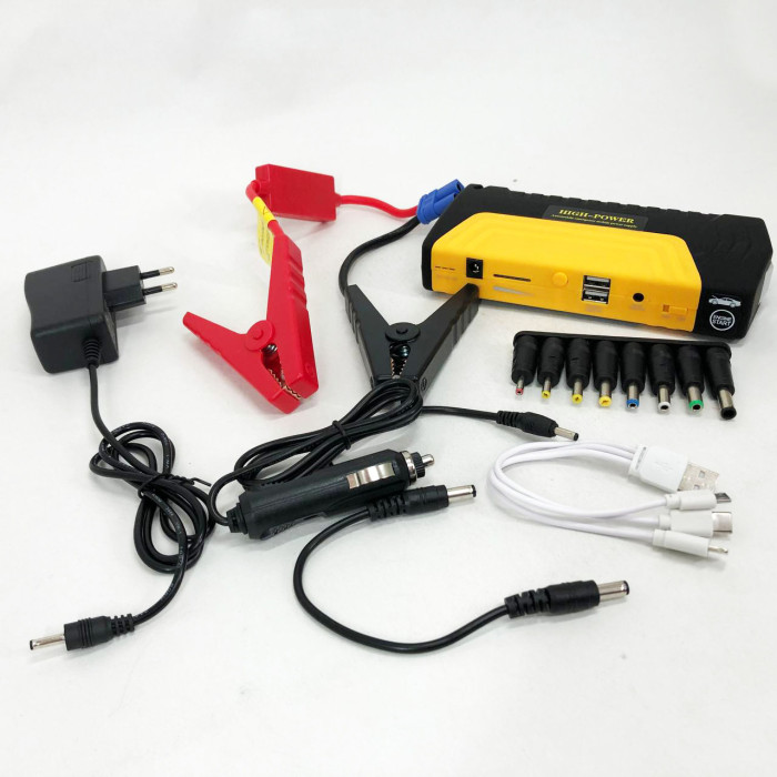 Пускозарядний пристрій на 50800 mAh для автомобільного акумулятора з індикацією заряду в кейсі