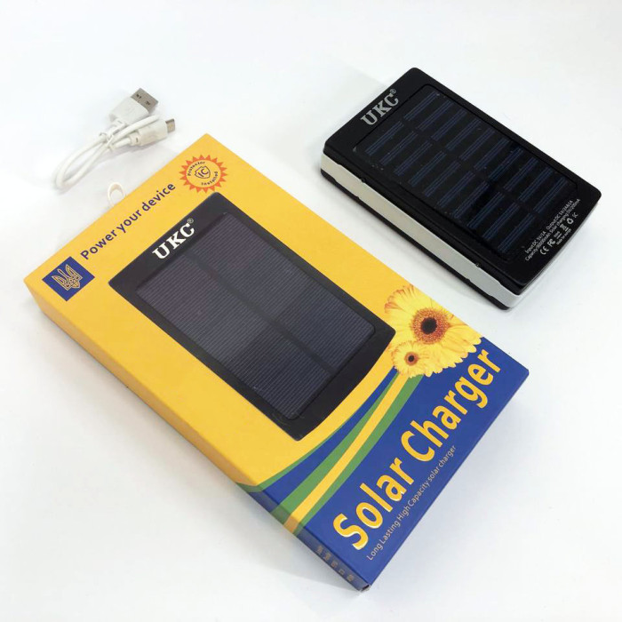 УМБ Power Bank Solar 20000 mAh мобільне зарядне з сонячною панеллю та лампою, повербанк для планшета