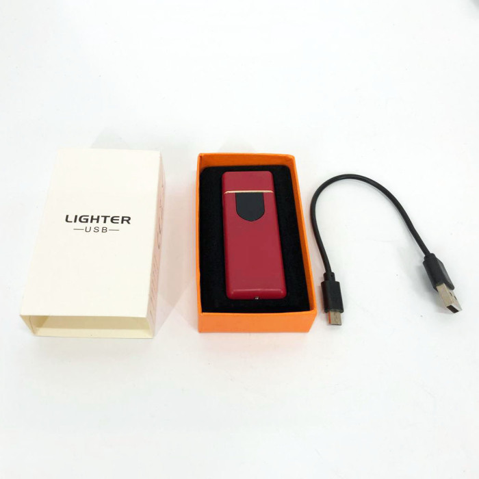 Електрозапальничка USB ZGP ABS, сенсорна електрична запальничка спіральна. Колір: червоний