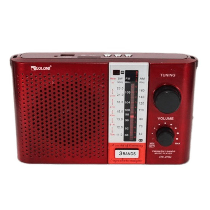 Радіоприймач переносний GOLON RX F12 AM/FM/SW, Радіоприймач am fm, Радіо переносне фм. Колір: червоний