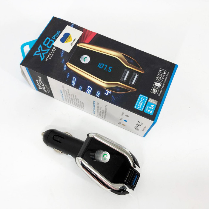 Автомобільний FM модулятор Bluetooth FM X8 plus, FM модулятор з флешкою ​​від прикурювача
