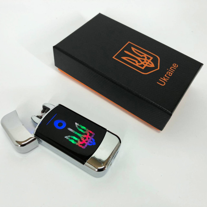 Дугова електроімпульсна запальничка із USB-зарядкою Україна LIGHTER HL-439. Колір: срібло