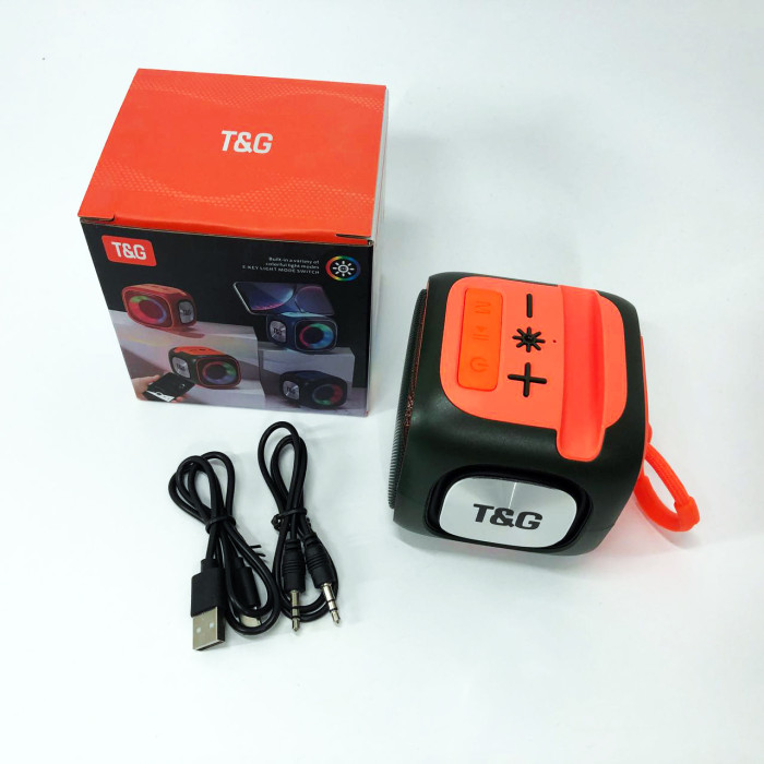 Портативна Bluetooth колонка TG359 7W з підсвічуванням RGB, акумуляторна колонка для музики. Колір: зелений
