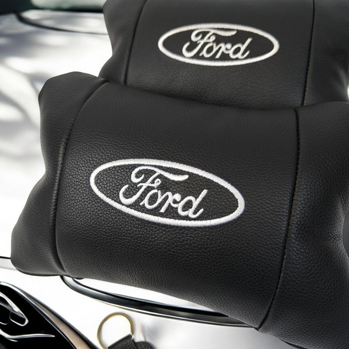 Набір автомобільних подушок 2шт для Ford, натуральна шкіра, стильні підголовники для зручної поїздки Форд