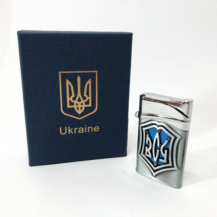 Запальничка газова ЗСУ (Подарунка, Гостро полум'я) HL-4112-4. Колір: срібло