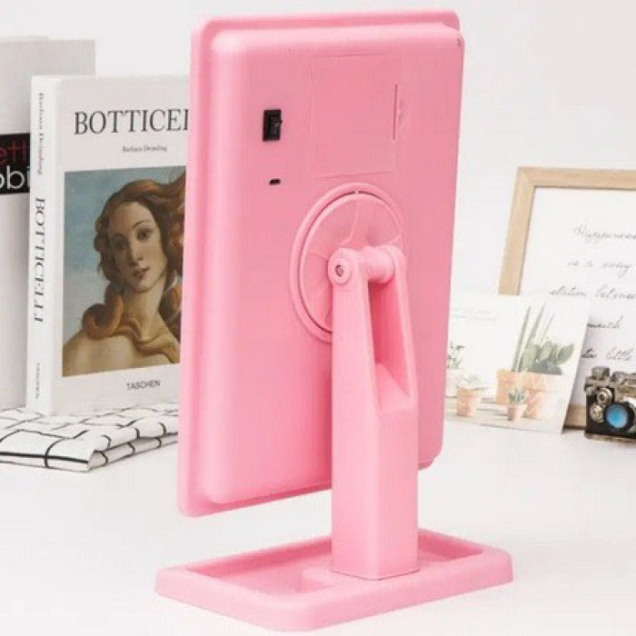 Настільне дзеркало для макіяжу Cosmetie mirror 360 Rotation Angel з підсвічуванням. Колір: рожевий