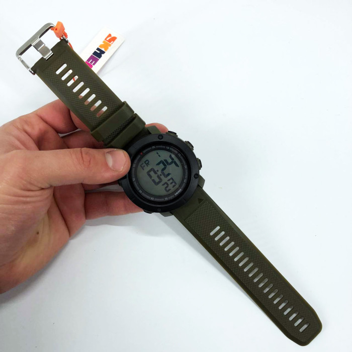 Годинник наручний чоловічий SKMEI 2122AGWT ARMY GREEN-WHITE, армійський годинник протиударний. Колір: зелений