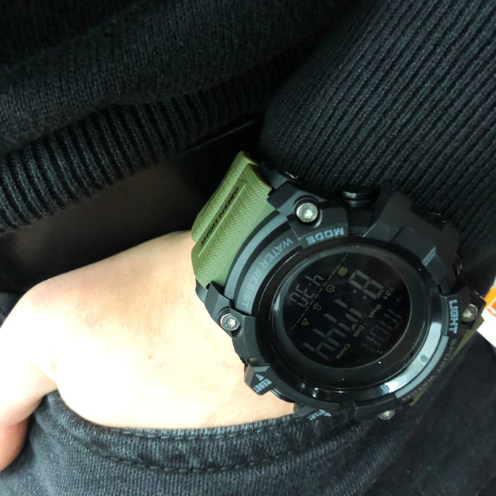Годинник наручний чоловічий SKMEI 1384AG ARMY GREEN, годинник тактичний протиударний. Колір: зелений