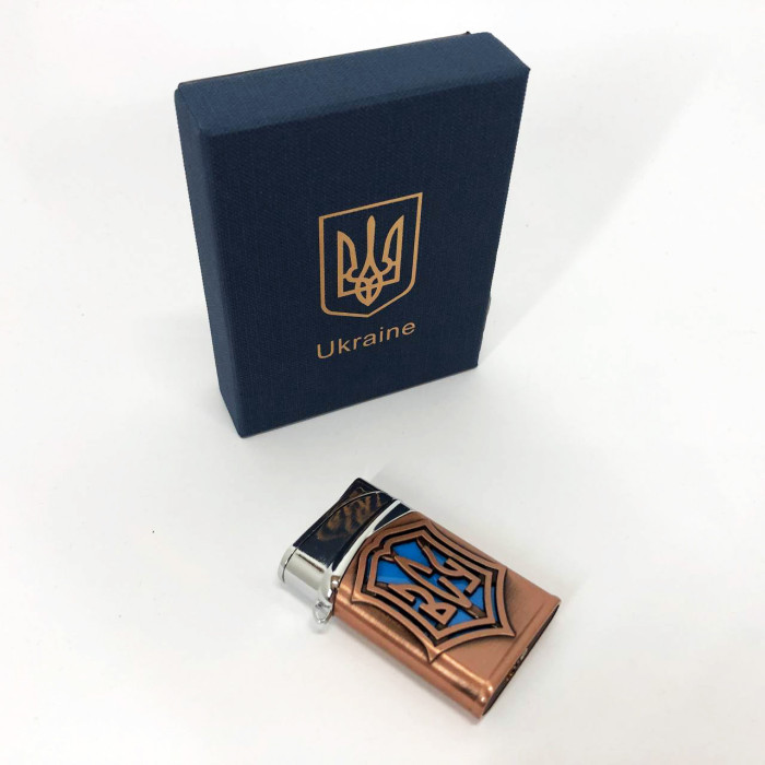 Запальничка газова ЗСУ Подарункова коробка, Гостре полум'я HL-4112-4, Запальничка з турбонаддувом. Колір: бронза