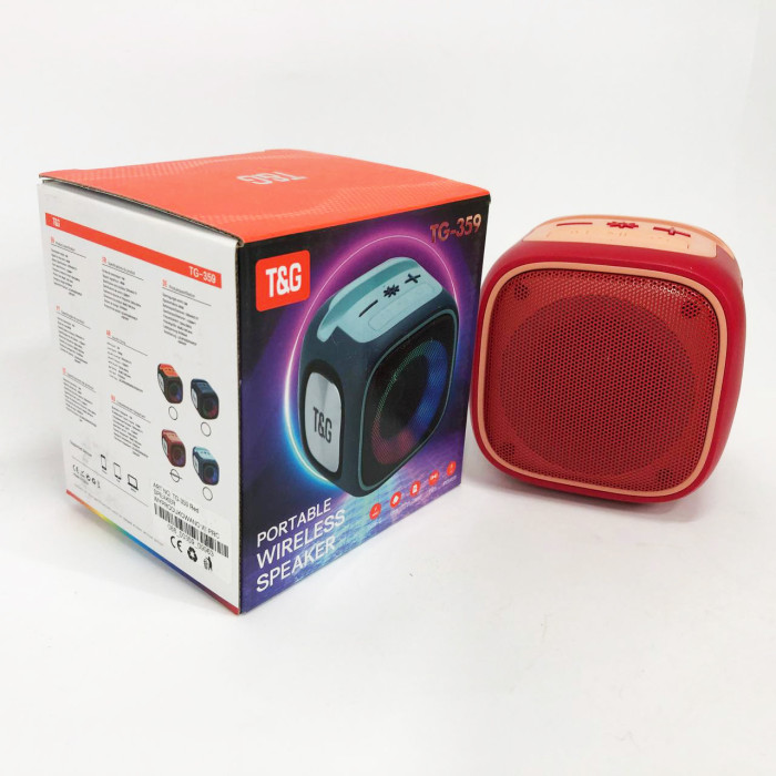 Портативна Bluetooth колонка TG359 7W з RGB підсвічуванням, Гучна блютуз колонка. Колір: червоний