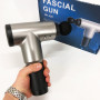 Акумуляторний масажер Fascial Gun KH-320 портативний ручний ударний м'язовий пістолет 4 насадки сірий