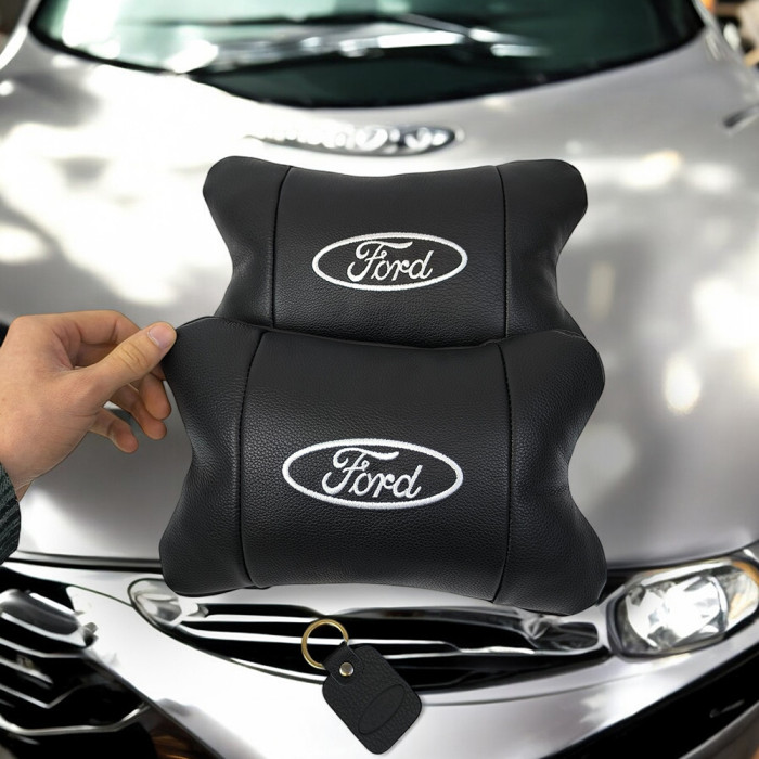 Набір автомобільних подушок 2шт для Ford, натуральна шкіра, стильні підголовники для зручної поїздки Форд