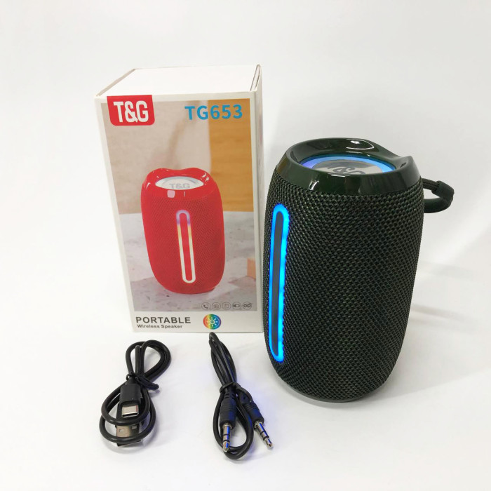 Портативна Bluetooth-колонка TG653 USB з ремінцем бездротова колонка портативна потужна. Колір: зелений