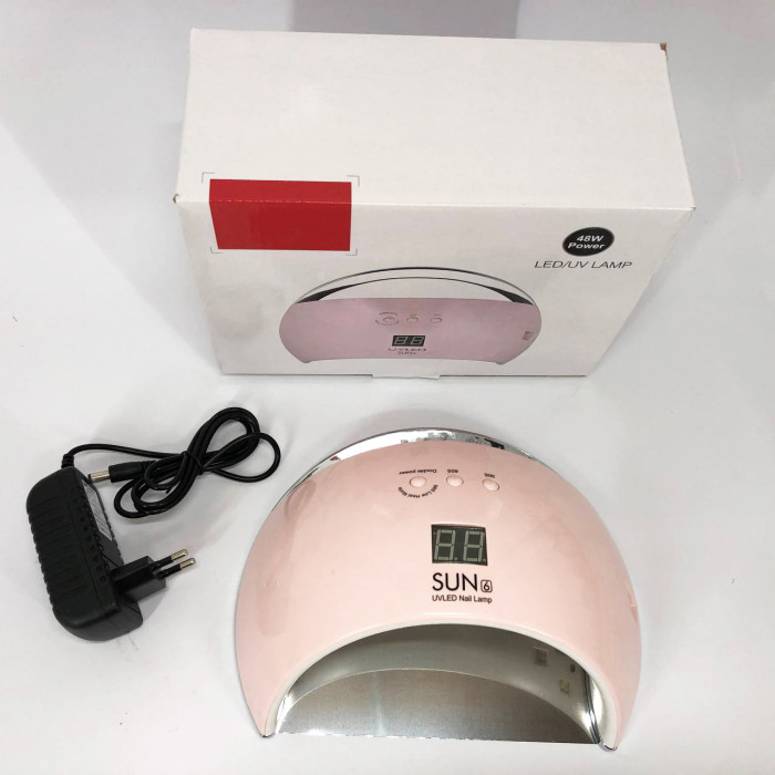 Ультрафіолетова лампа для Манікюру UV LAMP Sun 6, Світлодіодна сушарка для гель лаку. Колір: рожевий