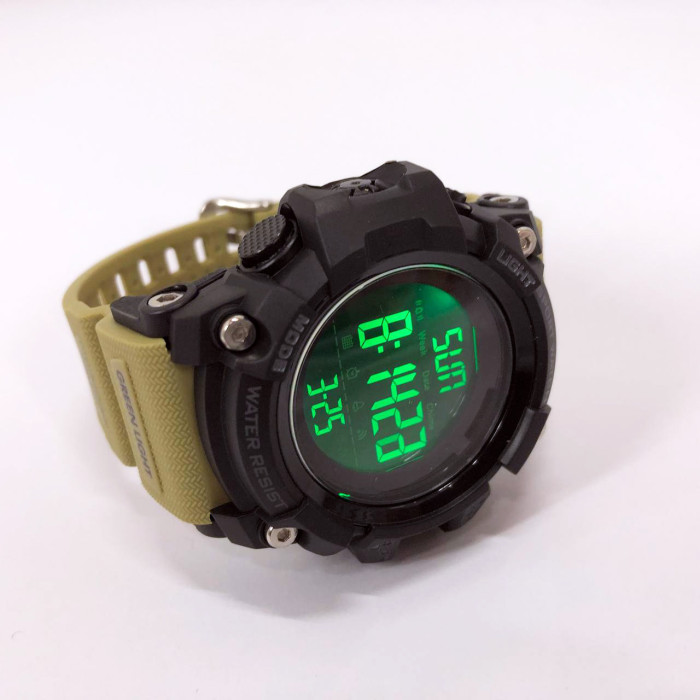 Годинник наручний чоловічий SKMEI 1384KH KHAKI, годинник наручний електронний тактичний. Колір: хакі