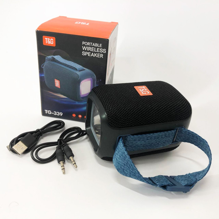 Портативна колонка Bluetooth TG339 5W з RGB підсвічуванням, Акумуляторна колонка для музики. Колір: чорний