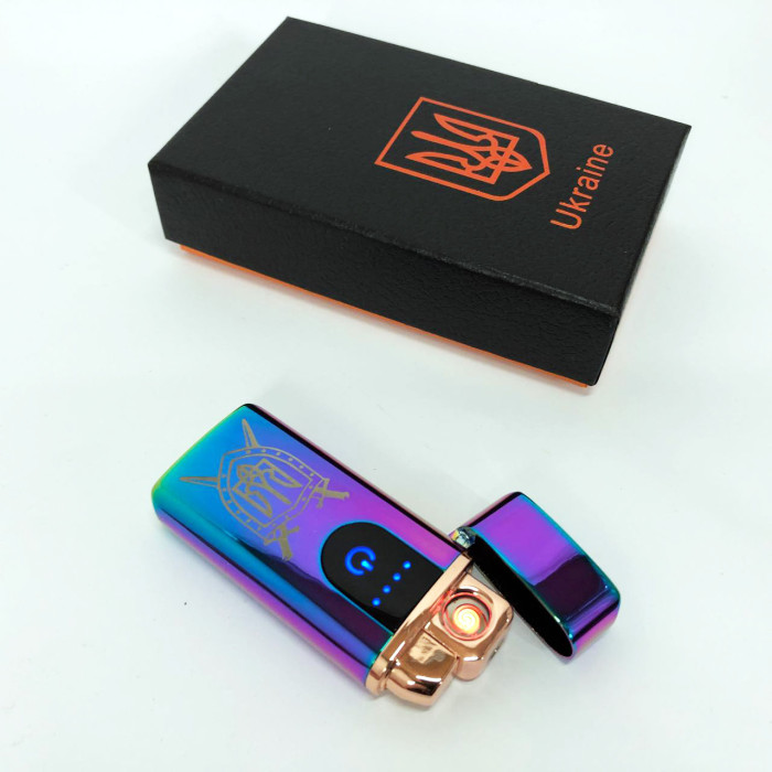 Електрична та газова запальничка Україна з USB-зарядкою HL-432, Юсб запальничка. Колір: хамелеон