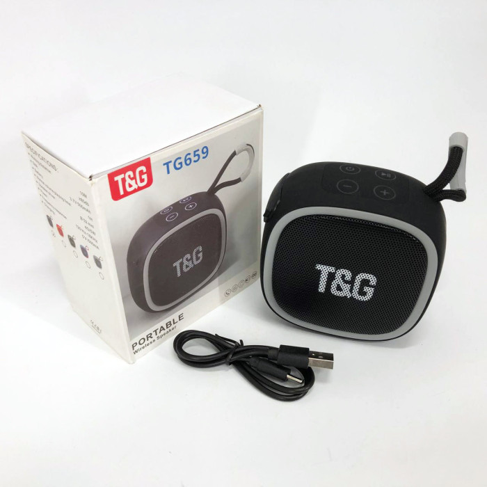 Портативна Bluetooth-колонка TG659 з ремінцем, Bluetooth колонка для вулиці. Колір: чорний