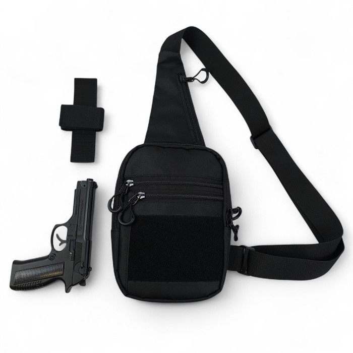 Тактична чоловіча сумка з кобурою Cordura 1000D – 6 кишень, чорна