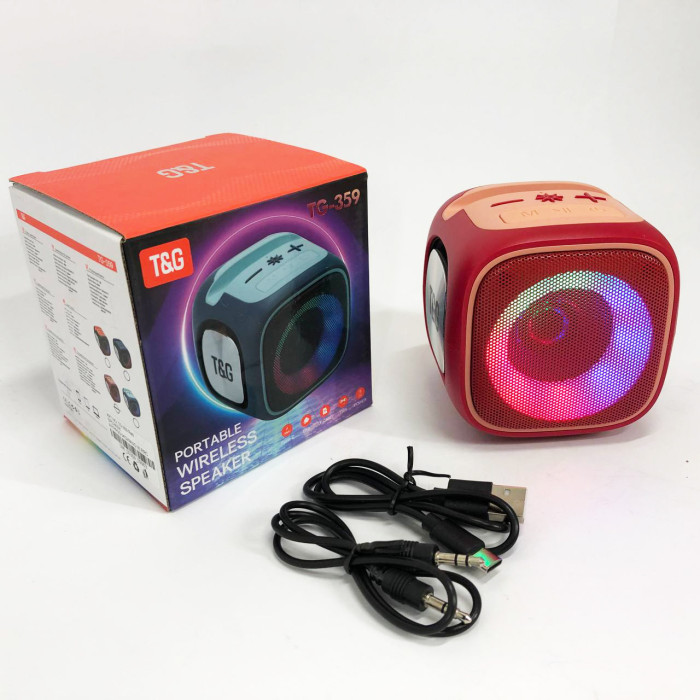 Портативна Bluetooth колонка TG359 7W з RGB підсвічуванням, Гучна блютуз колонка. Колір: червоний