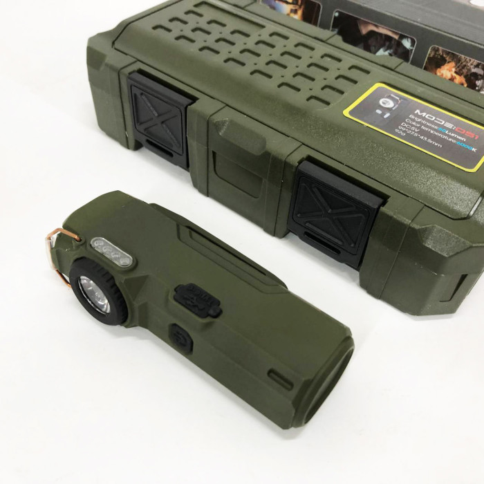 Ліхтарик-запальничка армійська MULTIFUNCTIONAL D51-COB, Запальничка на подарунок в упаковці. Колір: зелений