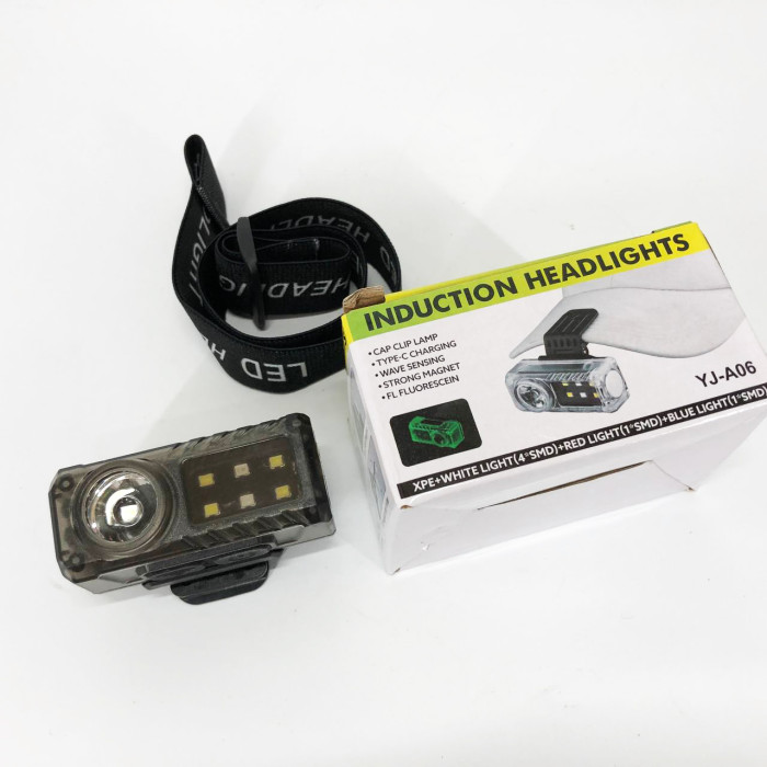 Ліхтар налобний YJ-A06-LED+6SMD, Тактичний ліхтар з червоним світлом на каску, Головний ліхтарик