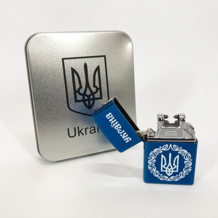 Дугова електроімпульсна запальничка USB металева коробка HL-447. Колір: синій