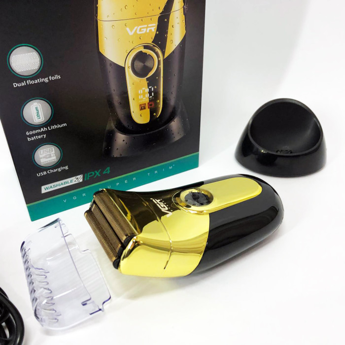 Професійна електробритва VGR V-383 Finale Shaver з підставкою, чоловіча машинка для гоління
