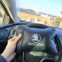 Автомобільні подушки 2 шт на підголівник Skoda / Шкода, з натуральної шкіри, стильний аксесуар для вашого авто