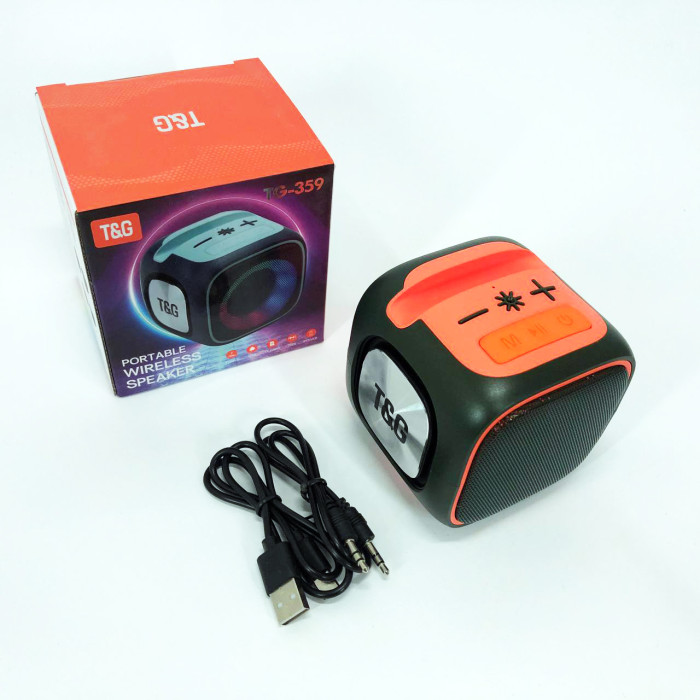 Портативна Bluetooth колонка TG359 7W з підсвічуванням RGB, акумуляторна колонка для музики. Колір: зелений