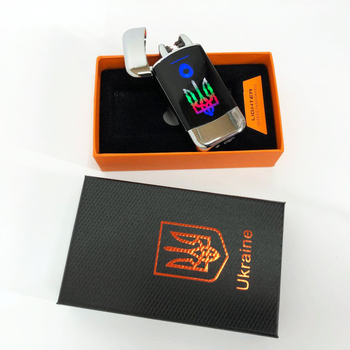 Дугова електроімпульсна запальничка із USB-зарядкою Україна LIGHTER HL-439. Колір: срібло