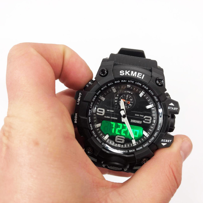 Годинник наручний чоловічий SKMEI 1586BK BLACK, водонепроникний чоловічий годинник, годинник спортивний. Колір: чорний