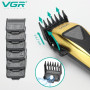 Машинка для стрижки VGR V-015 акумуляторна бездротова професійна 6 насадок
