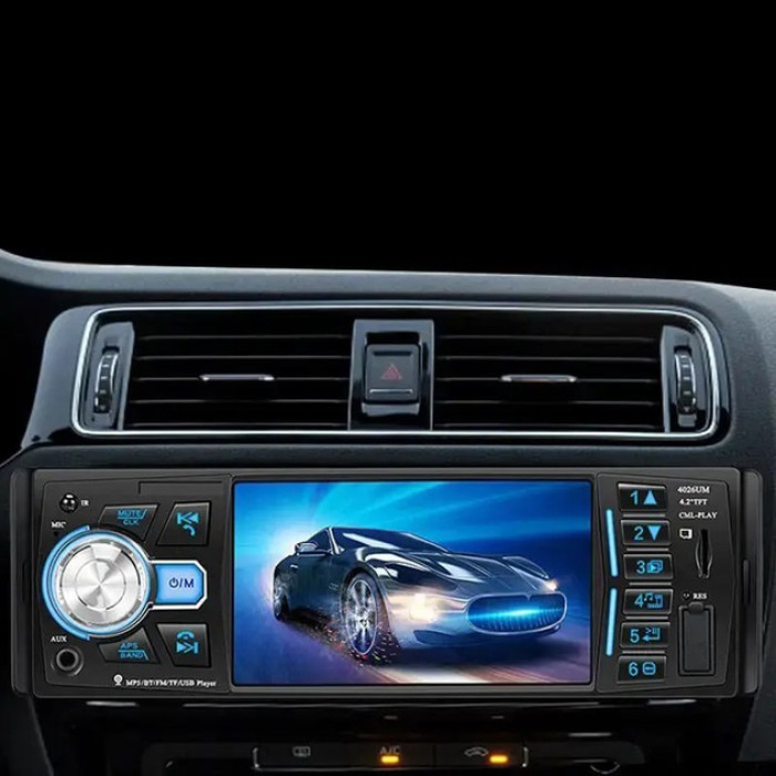 Автомагнітола MP5 4026UM з екраном 4.1 дюйми, AUX вхід, Bluetooth, 1 DIN, магнітола в машину