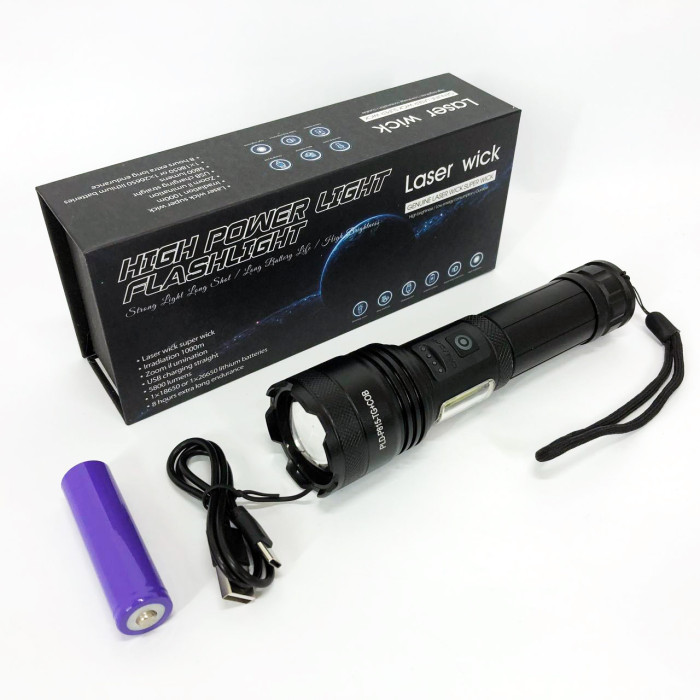 Ліхтарик PLD-P815 White Laser LED PM10-TG+COB, Ліхтарик тактичний акумуляторний ручний