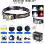 Ліхтар налобний YY-19B-3SMD+2COB(white+yellow+red), Налобний ліхтарик із usb зарядкою