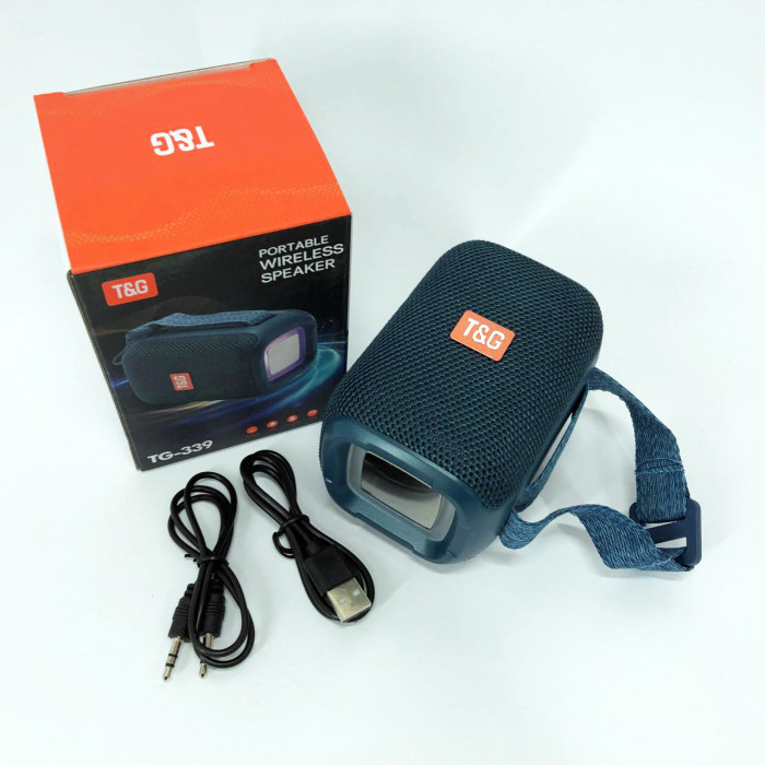 Портативна Bluetooth колонка TG339 5W з RGB підсвічуванням, Bluetooth колонка для вулиці. Колір: синій