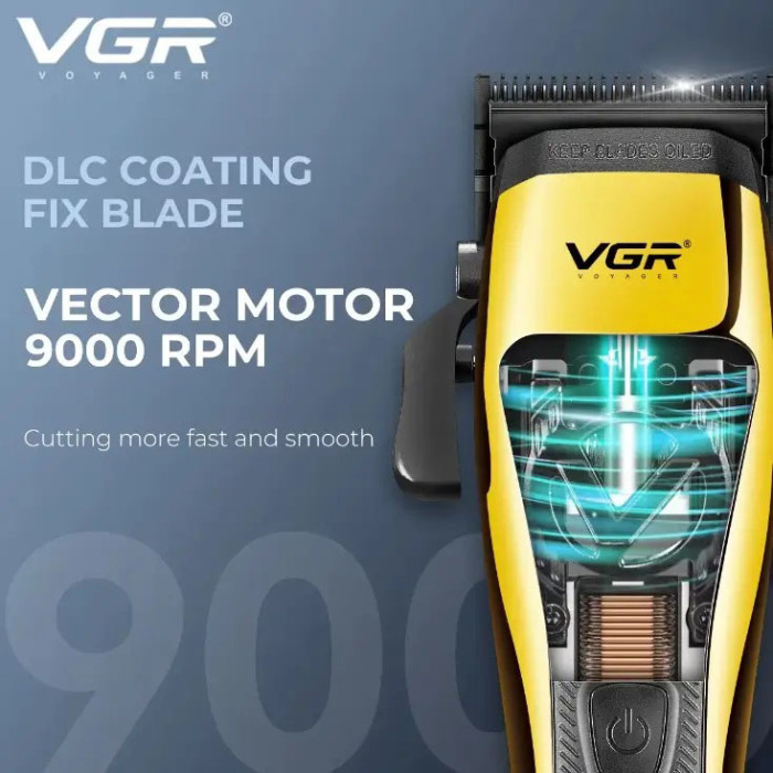 Машинка для стрижки VGR V-015 акумуляторна бездротова професійна 6 насадок