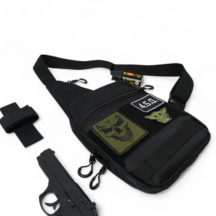 Тактична сумка на плече з кобурою, система MOLLE, патч-панель, Cordura