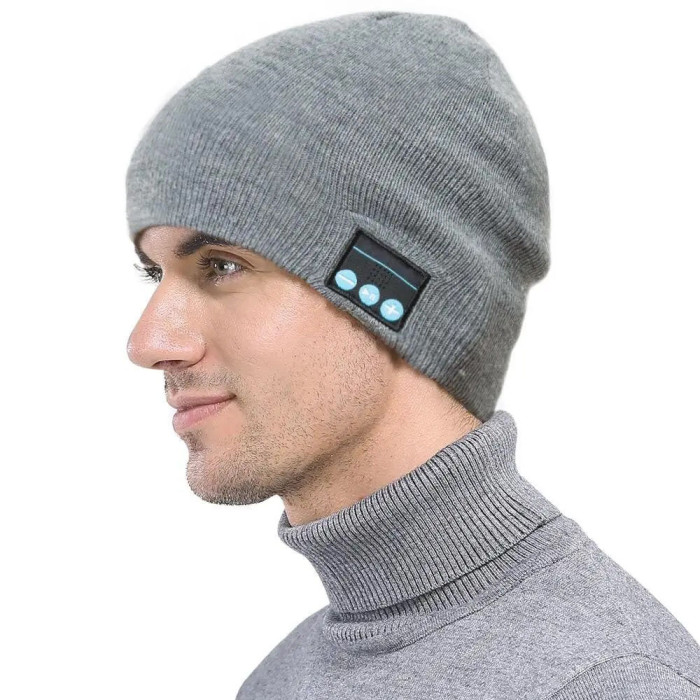Портативна колонка шапки з bluetooth навушниками SPS Hat BT True. Колір: сірий