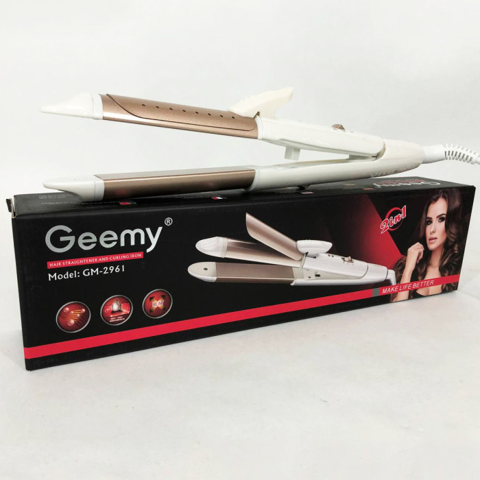 Щипці прасок для волосся GEMEI GM-2961, стайлер для завивки, прилад для завивки волосся, праска