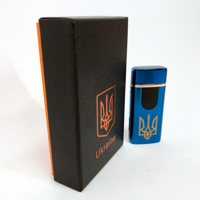 Електрична та газова запальничка Україна із USB-зарядкою HL-431, запальничка спіральна. Колір: синій