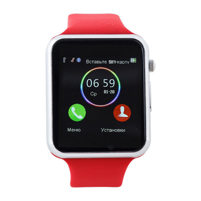 Смарт-годинник Smart Watch A1 розумний електронний зі слотом під sim-карту + карту пам'яті micro-sd. Колір: червоний