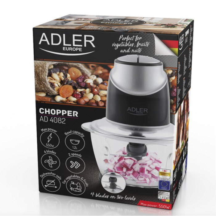 Подрібнювач зі скляною чашею Adler AD 4082 550Вт