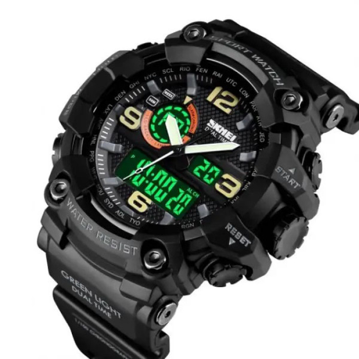 Годинник наручний чоловічий SKMEI 1520BK BLACK, армійський годинник протиударний. Колір: чорний