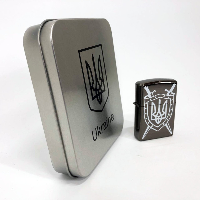 Дугова електроімпульсна запальничка USB Україна металева коробка HL-446. Колір: чорний