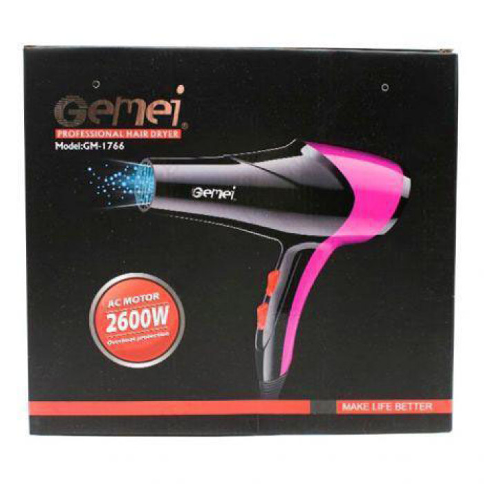 Фен GEMEI GM-1766 2.6 кВт АС, жіночий фен для волосся, електрофен для волосся. Колір: фіолетовий