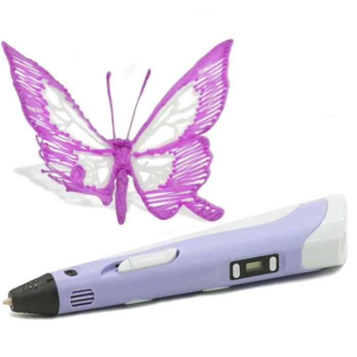 3D ручка Smart 3D Pen 2 c LCD дисплеєм, Ручка для об'ємного малювання, Дитяча 3д ручка. Колір: фіолетовий