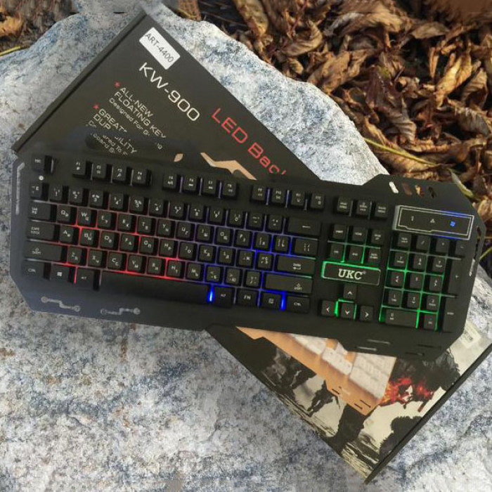 Клавіатура UKC KEYBOARD GK KW-900/4400 дротова з підсвічуванням мембранна
